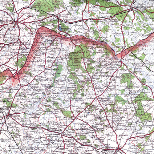 With beautiful cartography, this 1939 Physical Map of Poland in color 
